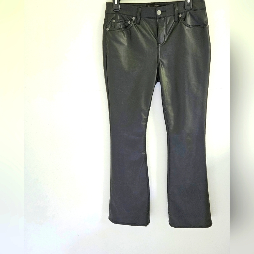 BR Faux Leather Black Boot Cut Jeans Banana Republic